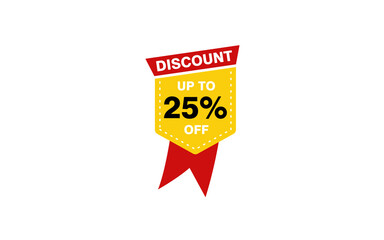 25 Percent discount offer, clearance, promotion banner layout with sticker style. 
