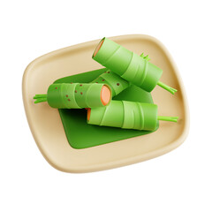 3d rendering Vietnamese food, goi cuon is street food, roll that delicious, wrapped from shrimp, pork, vegetables, bun in rice paper, with accompaniments: sauce, chili, another name: salad roll, soft 