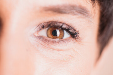 close up of a female eye