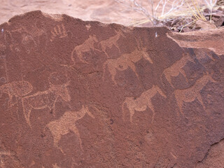 African rock art engravings of animals