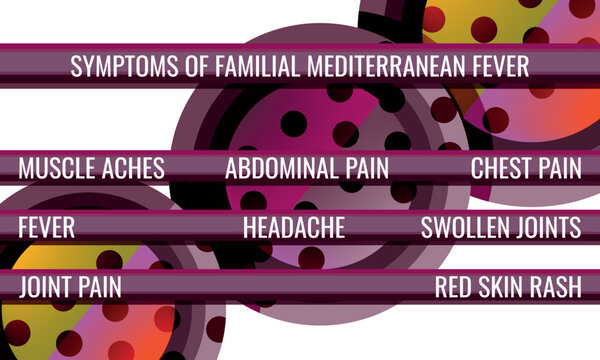 Symptoms Of Familial Mediterranean Fever. Vector Illustration For Medical Journal Or Brochure.