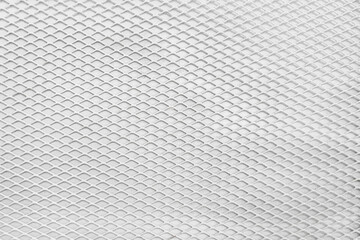Steel white protective grille with mesh background texture and pattern. Industrial corrugated rough iron surface