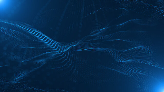 Abstract Trapcode Form digital particle wave and lights background animation cyber or technology background.