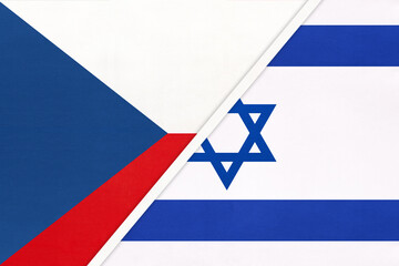 Czech Republic and Israel, symbol of country. Czechia vs Israeli national flags.