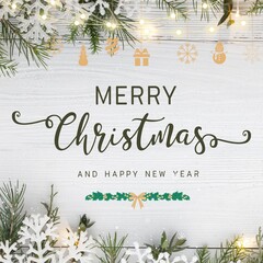 Fototapeta na wymiar Merry christmas holiday instagram flyer