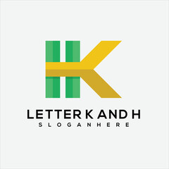 Letter K and H vector logo design illustration symbol