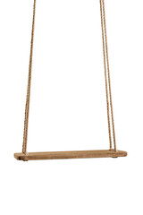 Classic wooden swing on the rope for playing - obrazy, fototapety, plakaty