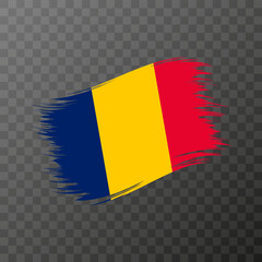 Fototapeta premium Chad national flag. Grunge brush stroke. Vector illustration on transparent background.