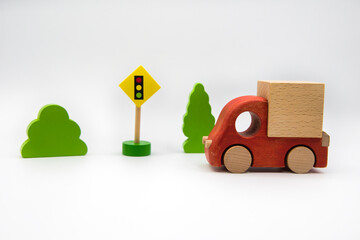 可愛らしいおもちゃのトラックの輸送イメージ