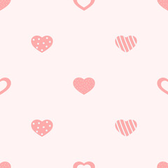 seamless pattern valentino day on pink background different hearts