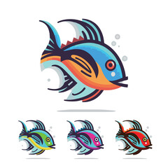 Vector image of colorful fish for logos, signs or emblems