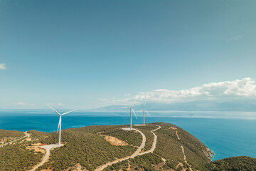 Greece's wind turbines along the coast demonstrate the potential of clean energy sources....