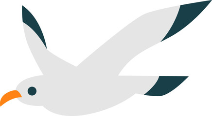 Seagull bird fly flat icon Freedom Open wings