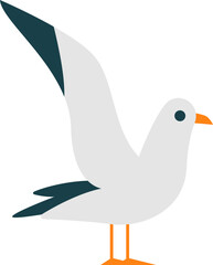 Seagull bird fly flat icon Freedom Open wings