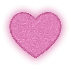 pink heart with glitter and flared border, element for design