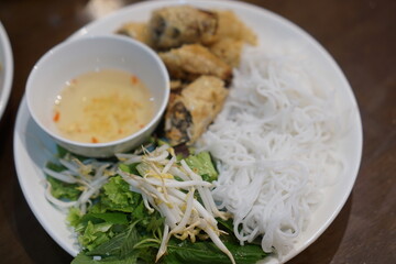 Delicious fried spring rolls in Vietnam