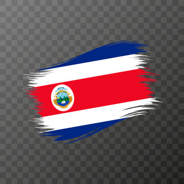 Costa Rica national flag. Grunge brush stroke. Vector illustration on transparent background.