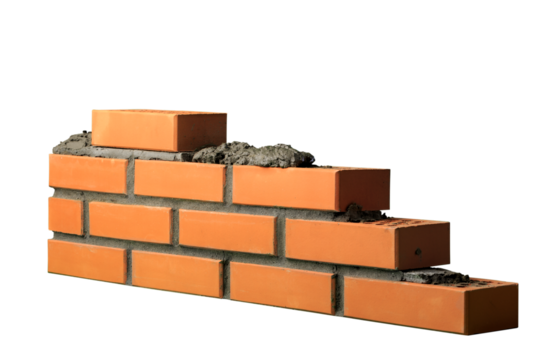 Construction cement masonry layer with bricks