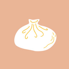 Baozi dumplings steamed with meat. hand drawn vector illustration in flat style