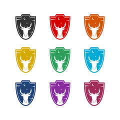 Obraz premium Shield deer icon isolated on white background. Set icons colorful