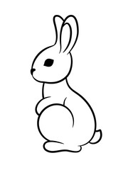 Cute rabbit line art icon. Little bunny outline drawing. Rabbit silhouette black stroke on white background. Chinese New Year. 2023 year symbol. Year of the rabbit. Cute bunny logo spring animal sign.