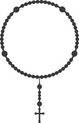 Fototapeta premium Rosary beads silhouette. Prayer jewelry for meditation. Catholic chaplet with a cross. Religion symbol. 