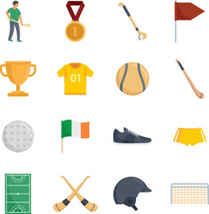 Hurling icons set. Flat set of hurling vector icons for web design isolated - obrazy, fototapety, plakaty