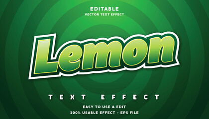 lemon editable text effect with modern and simple style, usable for logo or campaign title	
