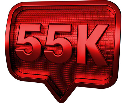 Icon 55k followers 3d red