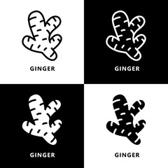 Ginger herb root spice Icon Logo. Vegetable and Fruit Symbol Illustration Vector