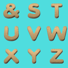 3D Render Set of Toast Font including Letters,  Numbers and Punctuation Marks