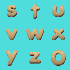 3D Render Set of Toast Font including Letters,  Numbers and Punctuation Marks