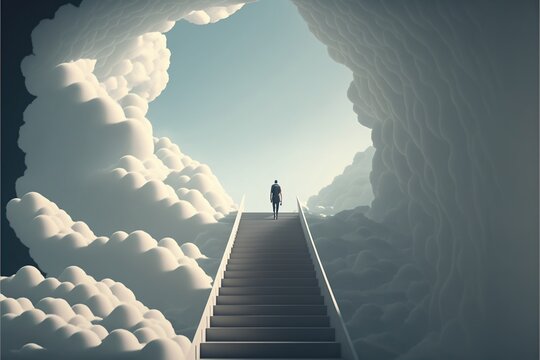 Digital illustration about cloud and ladder.