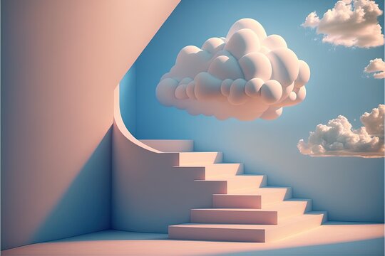 Digital illustration about cloud and ladder. © SCHRÖDER