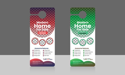 Real estate home sale door hanger design template, hotel knob design. vector door hanger.
