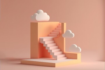 Digital illustration about cloud and ladder.