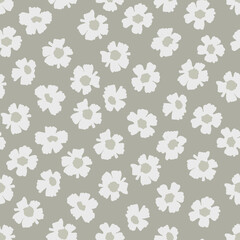 Seamless pattern with hand drawn meadow flowers in Ditzy style. Floral patterns with muted, elegant color palettes and occasional splashes of color