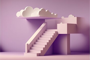 Digital illustration about cloud and ladder.