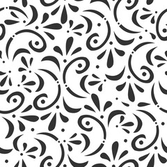 Silhouette of a floral pattern seamless tile  pastel  cut file  black and white