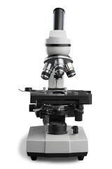 Laboratory equipment concept. Classic scientist microscope