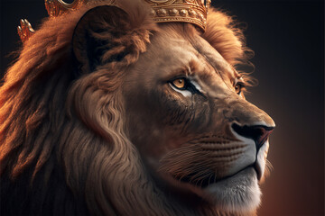 Fototapeta premium majestic lion with crown. Generative AI