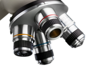 Laboratory equipment concept. Classic scientist microscope