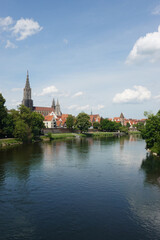 The riverside of the Danube river in Ulm, Germany	