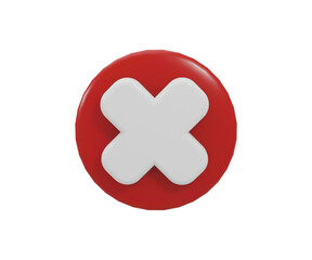 Obraz premium 3d icon red cross and cross mark with on transparent background