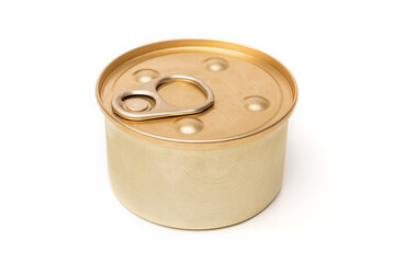 Small tin can isolated on a white background.