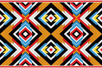 Seamless, Navajo, geometric pattern. Native American southwestern print. The concept was derived from the Navajo steps and Gundam colors. Ethnic patterned wallpaper, fabrics, covers, tapestries, rugs 