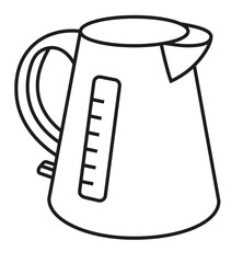 electric kettle icon, kettle illustration, editable stroke line, vector kettle icon
