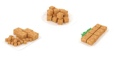 3D rendering of Fried Tofu from Indonesian Cuisine transparent background