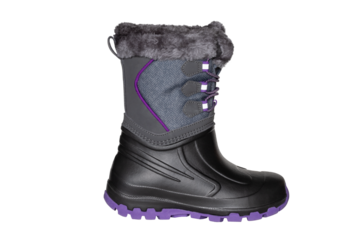 Children waterproof winter boot isolated on white background.