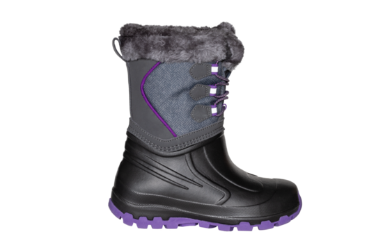 Children waterproof winter boot isolated on white background.